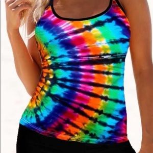 Multicolor bathing suit with boys short bottoms